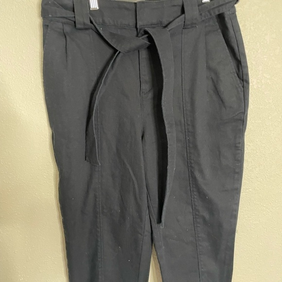 Who What Wear NWT Black Tie Waist Tapered Dress Pants 10 Button Hem - Picture 5 of 6